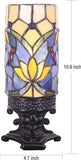 Werfactory® Small Tiffany Lamp Stained Glass Table Lamp Blue Lotus Candle Type Desk Lamp