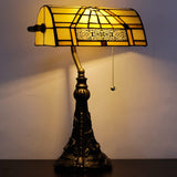 Werfactory® Banker Lamp Tiffany Desk Lamp Victorian Yellow Stained Glass Piano Lamp, 15" Tall