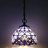 Werfactory® Tiffany Pendant Light with W8H7 Inch Baroque Stained Glass Hanging Lamp