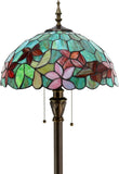 Werfactory® Tiffany Floor Lamp W16H70 Inch Stained Glass Flower Style Reading Lamp