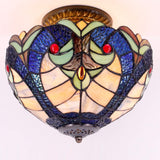 12 inch Blue Yellow Liaison Stained Glass Lampshade Only Werfactory®  Fit for Tiffany Table Lamp