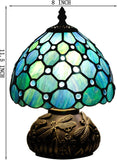 Werfactory® Tiffany Lamp Sea Blue Stained Glass Pearl Table Lamp Mushroom Lamp