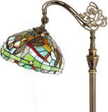 Werfactory® Tiffany Floor Lamp Stained Glass Dragonfly Arched Gooseneck Reading Light