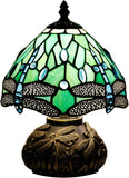 Werfactory® Tiffany Table Lamp Green Dragonfly Style Stained Glass Lamp Mushroom Lamp