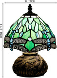 Werfactory® Tiffany Table Lamp Green Dragonfly Style Stained Glass Lamp Mushroom Lamp