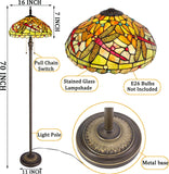 Werfactory® Tiffany Floor Lamp W16H70 Inch Stained Glass Dragonfly Style Reading Lamp