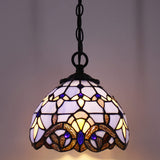 Werfactory® Tiffany Pendant Light with W8H7 Inch Baroque Stained Glass Hanging Lamp