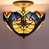 12 inch Blue Yellow Liaison Stained Glass Lampshade Only Werfactory®  Fit for Tiffany Table Lamp