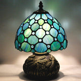 Werfactory® Tiffany Lamp Sea Blue Stained Glass Pearl Table Lamp Mushroom Lamp