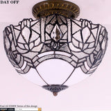 12 inch White Bent Stained Glass Crystal Lampshade Only Werfactory®  Fit for Tiffany Table Lamp