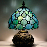 Werfactory® Tiffany Lamp Sea Blue Stained Glass Pearl Table Lamp Mushroom Lamp