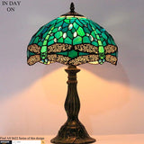 12 inch Green Blue Stained Glass Dragonfly Lampshade Only Werfactory®  Fit for Tiffany Table Lamp