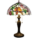 Tiffany Table Lamp Werfactory® Double Birds Colorful Stained Glass Bedside Desk Light