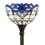 Tiffany Torch Floor Lamp Werfactory® Navy Blue Baroque Stained Glass Torchiere Light