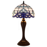 Stained Glass Lamp Werfactory® Tiffany Style White Navy Blue Baroque