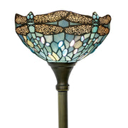 Tiffany Floor Lamp Werfactory® Sea Blue Stained Glass Dragonfly Light