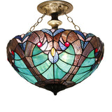 Stained Glass Ceiling Light Fixture Werfactory® Green Liaison 16 Inch Tiffany Semi Flush Mount Fixture Lamp