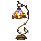 Tiffany Style Table lamp Werfactory® Stained Glass Dragonfly Desk Light