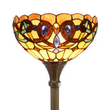 Werfactory® Serenity Victorian Torchiere Tiffany Floor Lamp Uplight