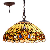 Tiffany Hanging Light Werfactory® Serenity Victorian Stained Glass 16 Inch Pendant Lamp Fixture
