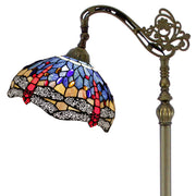 Tiffany Floor Reading Lamp Werfactory® Blue Brown Stained Glass Dragonfly Arched Lamp