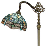 Tiffany Floor Lamp Werfactory® Sea Blue Stained Glass Dragonfly Arched Lamp