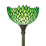 Tiffany Floor Torchiere Lamp Werfactory® Green Wisteria Stained Glass Light