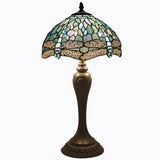 Tiffany Dragonfly Lamp Werfactory® Sea Blue Stained Glass Bedside Lamp