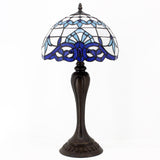 Stained Glass Lamp Werfactory® Tiffany Style White Navy Blue Baroque