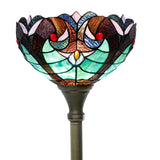 Tiffany Floor Lamp Uplight Werfactory® Green Liaison Stained Glass Torchiere Standing Light