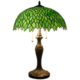 Tiffany Lamp Shade Replacement Werfactory® W16H7 Inch Green Stained Glass Wisteria Lampshade