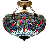 Stained Glass Lamp Shade Replacement Werfactory® Tiffany 16X8 Inch Sea Blue Dragonfly Style Lampshade Only