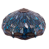 Tiffany Lamp Shade Replacement Werfactory® W16H7 Inch Sea Blue Stained Glass Dragonfly Lampshade