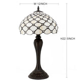 Stained Glass Lamps Werfactory® Tiffany Style Table Light Cream Pearl Bead