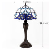 Stained Glass Lamp Werfactory® Tiffany Style White Navy Blue Baroque