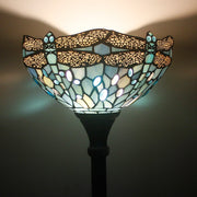 Tiffany Floor Lamp Werfactory® Sea Blue Stained Glass Dragonfly Light
