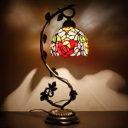Tiffany Table Lamps Werfactory® Bedside Red Rose Stained Glass Light
