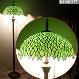 Tiffany Lamp Shade Replacement Werfactory® W16H7 Inch Green Stained Glass Wisteria Lampshade