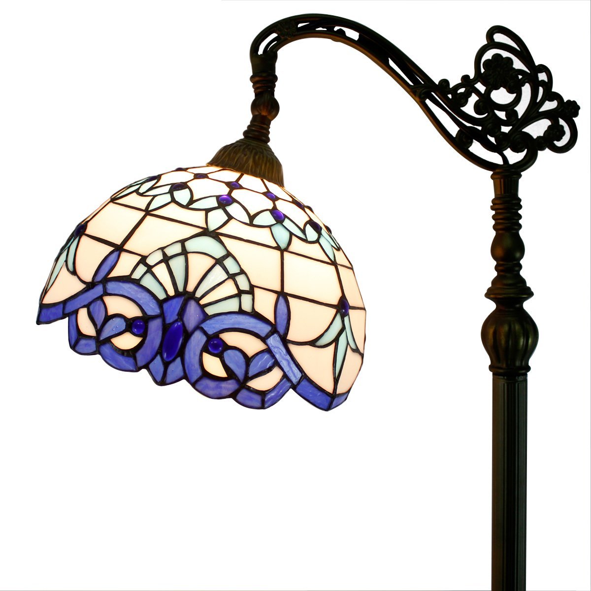 Tiffany Arched Floor Lamp Werfactory® Navy Blue White Stained