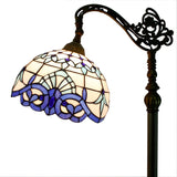 Tiffany Arched Floor Lamp Werfactory® Navy Blue White Stained Glass Reading Light