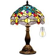 Stained Glass Lamps Werfactory® Blue Lotus Tiffany Style Bedside Lamp