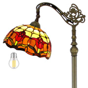 Tiffany Style Floor Lamp Werfactory® Red Tulip Flower Stained Glass Corner Light