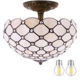 Stained Glass Ceiling Light Werfactory® Semi Flush Mount Tiffany Lamp