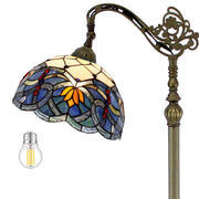 Stained Glass Floor Lamps Werfactory® Tiffany Blue Lotus Reading Light