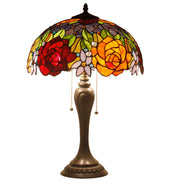 Tiffany Lamp Werfactory® Stained Glass Bedside Lamp Red Rose Desk Reading Light
