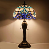 Stained Glass Lamp Werfactory® Tiffany Style White Navy Blue Baroque
