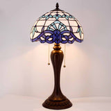 Stained Glass Lamp Werfactory® Tiffany Style White Navy Blue Baroque