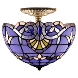 Tiffany Ceiling Light Fixture Werfactory® Blue Baroque Stained Glass Lamp