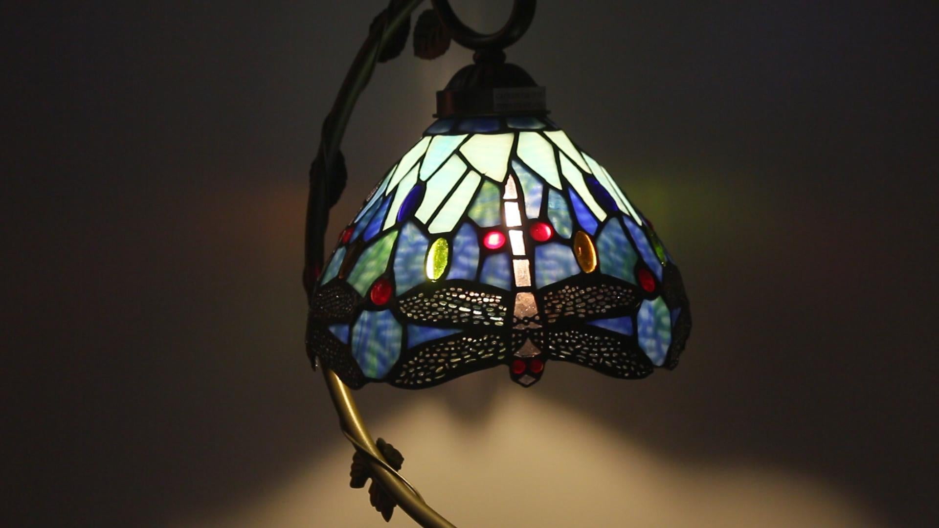 Tiffany Style Lamp Werfactory® Stained Glass Table Lamp Blue Dragonfly