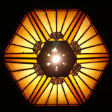 Stained Glass Lamp Shade Replacement Werfactory® 12X10X6 Inch Yellow Hexagon Mission Tiffany Only